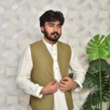 golden waistcoat with shalwar kameez